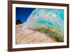 See Through Wave-Looking at the sand and coral through the face of a breaking wave-Mark A Johnson-Framed Photographic Print