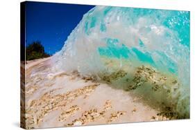 See Through Wave-Looking at the sand and coral through the face of a breaking wave-Mark A Johnson-Stretched Canvas