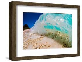 See Through Wave-Looking at the sand and coral through the face of a breaking wave-Mark A Johnson-Framed Photographic Print