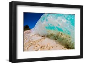 See Through Wave-Looking at the sand and coral through the face of a breaking wave-Mark A Johnson-Framed Photographic Print