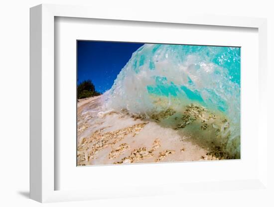 See Through Wave-Looking at the sand and coral through the face of a breaking wave-Mark A Johnson-Framed Photographic Print