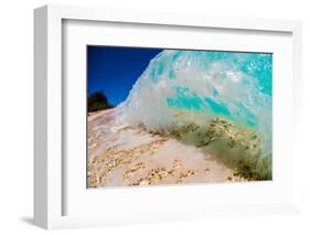 See Through Wave-Looking at the sand and coral through the face of a breaking wave-Mark A Johnson-Framed Photographic Print