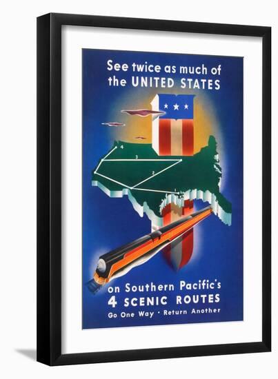 See Twice As Much Of The United States On Southern Pacific's 4 Scenic Routes-Stanley Brower-Framed Art Print