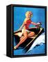 See Worthy Pin-Up 1944-Gil Elvgren-Framed Stretched Canvas