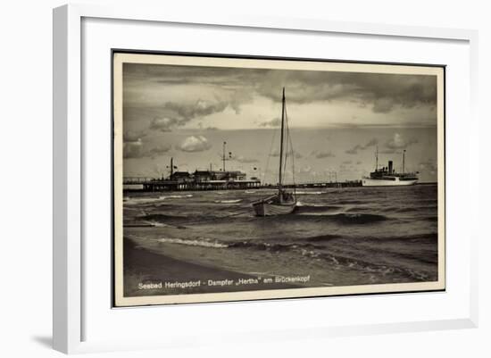 Seebad Heringsdorf, Dampfer Hertha Am Brückenkopf-null-Framed Giclee Print