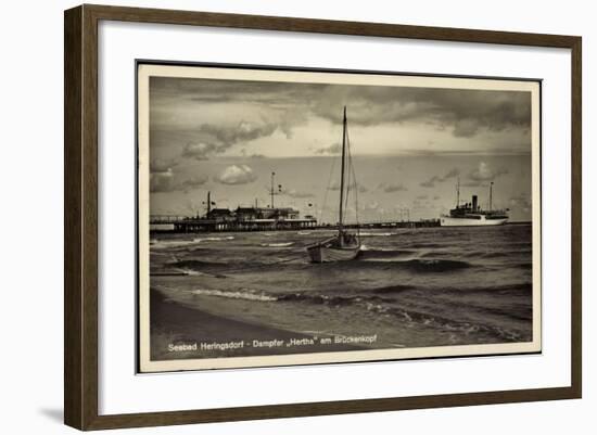 Seebad Heringsdorf, Dampfer Hertha Am Brückenkopf-null-Framed Giclee Print