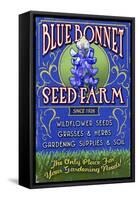 Seed Farm - Vintage Sign-Lantern Press-Framed Stretched Canvas