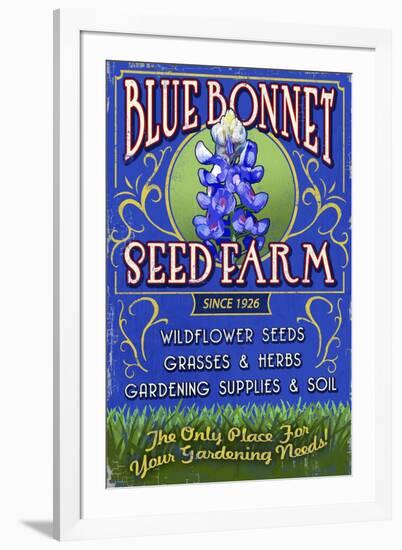 Seed Farm - Vintage Sign-Lantern Press-Framed Art Print