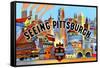 Seeing Pittsburg-Curt Teich & Company-Framed Stretched Canvas