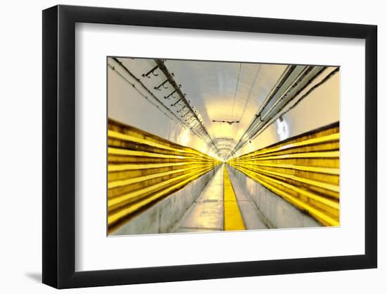 Seemingly never ending main tunnel at Schoenenbourg Fortress, Bas-Rhin department, France, Europe-Andreas Brandl-Framed Photographic Print