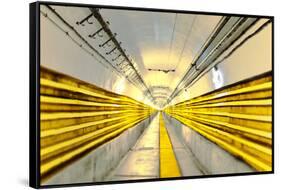 Seemingly never ending main tunnel at Schoenenbourg Fortress, Bas-Rhin department, France, Europe-Andreas Brandl-Framed Stretched Canvas