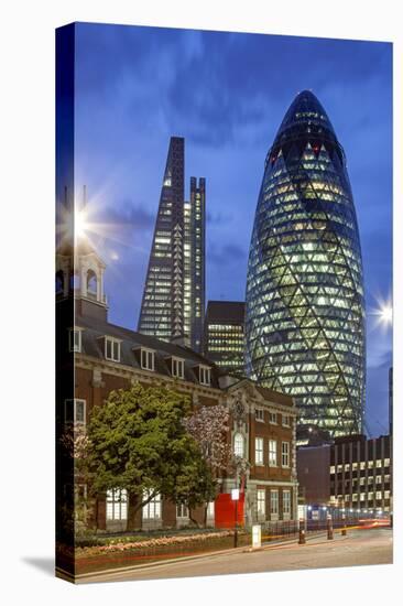 Seen from Aldgate High Street. on the Left 122 Leadenhall Street, on the Right 30 St. Mary Axe.-David Bank-Stretched Canvas