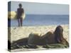 Seen from Her Back, Young Woman Lying on Beach Wearing Bikini Viewing Ocean-Co Rentmeester-Stretched Canvas