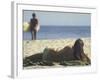 Seen from Her Back, Young Woman Lying on Beach Wearing Bikini Viewing Ocean-Co Rentmeester-Framed Photographic Print