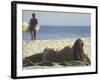 Seen from Her Back, Young Woman Lying on Beach Wearing Bikini Viewing Ocean-Co Rentmeester-Framed Photographic Print