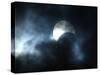 Seen Through Clouds the Sun is Partially Obscured by the Moon During an Eclipse-null-Stretched Canvas