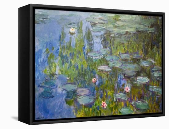 Seerosen-Claude Monet-Framed Stretched Canvas