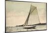 Segelboot in Seitenneigung, Wind, Wolken, Muecke-null-Mounted Giclee Print