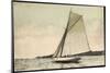 Segelboot in Seitenneigung, Wind, Wolken, Muecke-null-Mounted Giclee Print