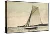 Segelboot in Seitenneigung, Wind, Wolken, Muecke-null-Stretched Canvas