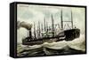 Segelschiff, Der Vierzehnmaster Crangesberg, Dampfer-null-Framed Stretched Canvas
