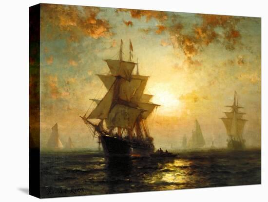 Segelschiffe Bei Sonnenuntergang-Edward Moran-Stretched Canvas