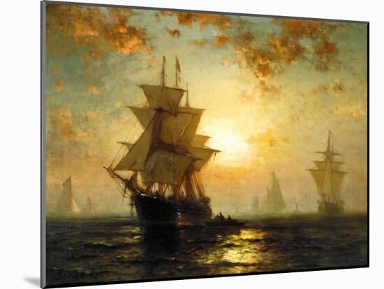 Segelschiffe Bei Sonnenuntergang-Edward Moran-Mounted Giclee Print