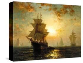 Segelschiffe Bei Sonnenuntergang-Edward Moran-Stretched Canvas