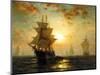 Segelschiffe Bei Sonnenuntergang-Edward Moran-Mounted Giclee Print