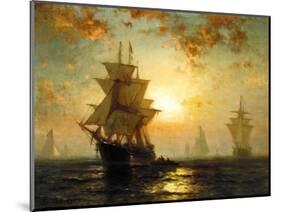 Segelschiffe Bei Sonnenuntergang-Edward Moran-Mounted Giclee Print