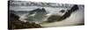 Segla peak in fog and Fjordgard village, Senja, Norway-Panoramic Images-Stretched Canvas