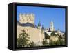 Segovia Castle and Gothic Style Segovia Cathedral Built in 1577, Segovia, Madrid, Spain, Europe-Christian Kober-Framed Stretched Canvas