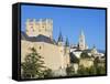 Segovia Castle and Gothic Style Segovia Cathedral Built in 1577, Segovia, Madrid, Spain, Europe-Christian Kober-Framed Stretched Canvas