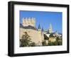 Segovia Castle and Gothic Style Segovia Cathedral Built in 1577, Segovia, Madrid, Spain, Europe-Christian Kober-Framed Photographic Print