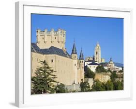 Segovia Castle and Gothic Style Segovia Cathedral Built in 1577, Segovia, Madrid, Spain, Europe-Christian Kober-Framed Photographic Print