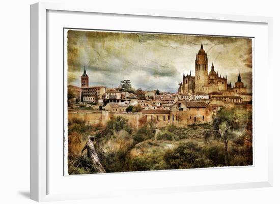 Segovia - Medieval City Of Spain - Artistic Retro Styled Picture-Maugli-l-Framed Art Print