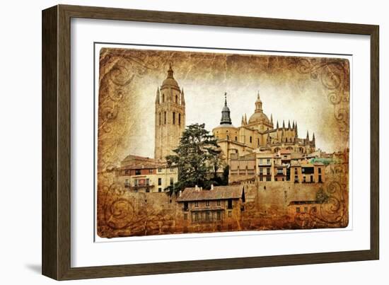 Segovia - Medieval City Of Spain - Retro Styled Picture-Maugli-l-Framed Art Print