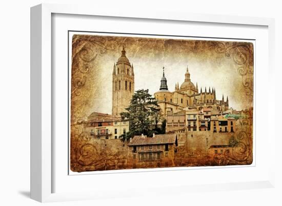 Segovia - Medieval City Of Spain - Retro Styled Picture-Maugli-l-Framed Art Print