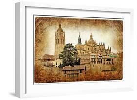 Segovia - Medieval City Of Spain - Retro Styled Picture-Maugli-l-Framed Art Print