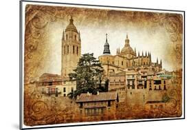 Segovia - Medieval City Of Spain - Retro Styled Picture-Maugli-l-Mounted Art Print