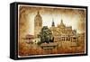 Segovia - Medieval City Of Spain - Retro Styled Picture-Maugli-l-Framed Stretched Canvas