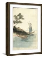 Seiden Handgemalt, Japanische Landschaft, Boote-null-Framed Giclee Print