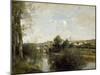 Seine and Old Bridge at Limay, 1872-Jean-Baptiste-Camille Corot-Mounted Premium Giclee Print