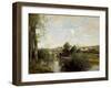 Seine And Old Bridge At Limay-Jean-Baptiste-Camille Corot-Framed Giclee Print