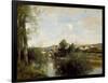 Seine And Old Bridge At Limay-Jean-Baptiste-Camille Corot-Framed Giclee Print