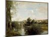 Seine And Old Bridge At Limay-Jean-Baptiste-Camille Corot-Mounted Giclee Print