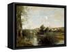 Seine And Old Bridge At Limay-Jean-Baptiste-Camille Corot-Framed Stretched Canvas