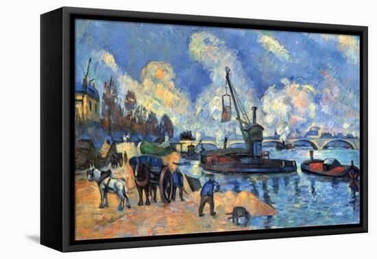 Seine At Bercy-Paul Cézanne-Framed Stretched Canvas