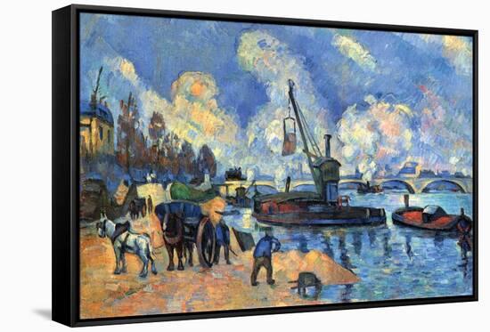 Seine At Bercy-Paul Cézanne-Framed Stretched Canvas