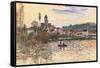 Seine at Vetheuil-Claude Monet-Framed Stretched Canvas